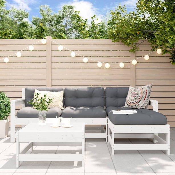 vidaXL 5-tlg. Garten-Lounge-Set mit Kissen Massivholz