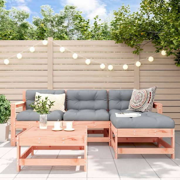 vidaXL 5-tlg. Garten-Lounge-Set mit Kissen Massivholz