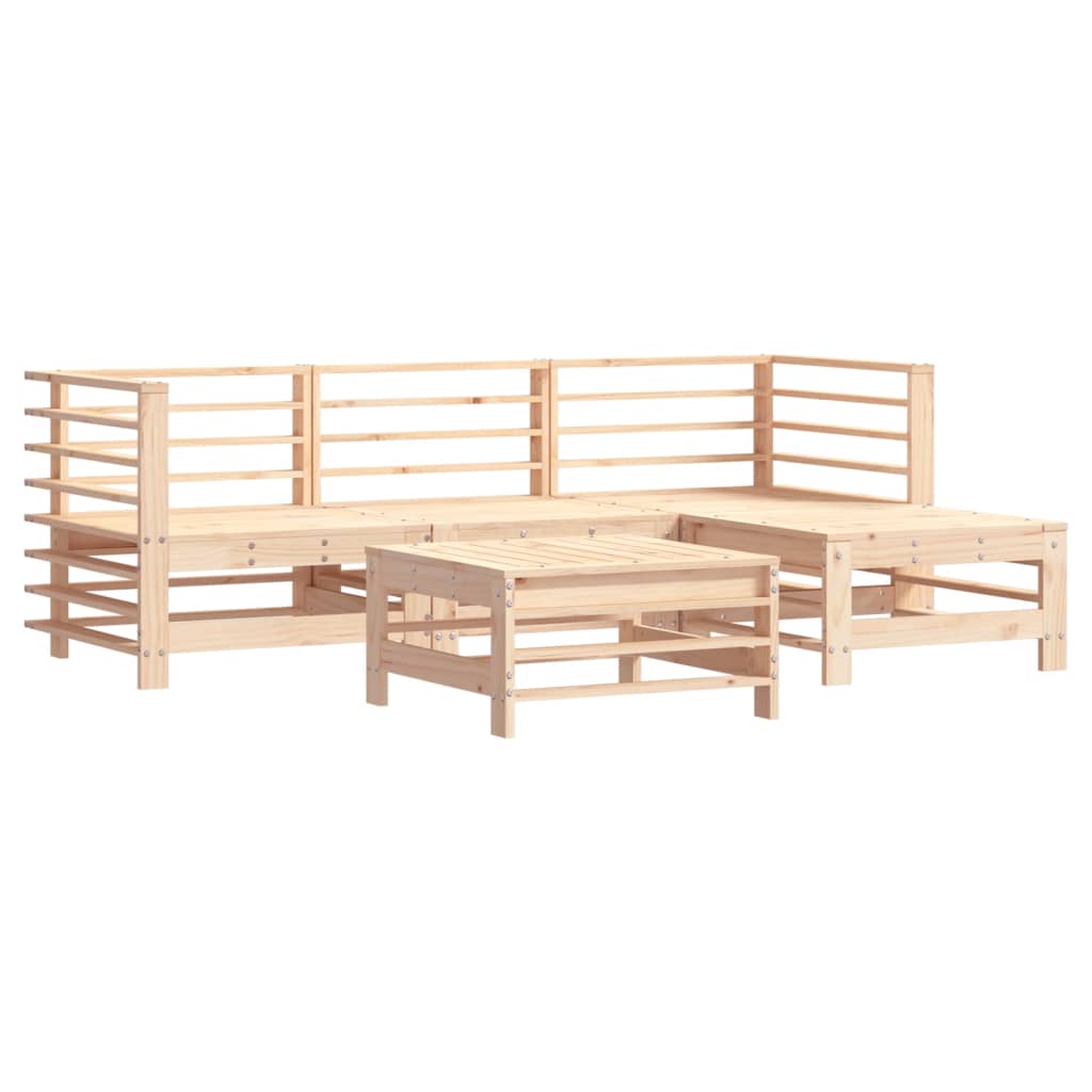 vidaXL 5-tlg. Garten-Lounge-Set mit Kissen Massivholz