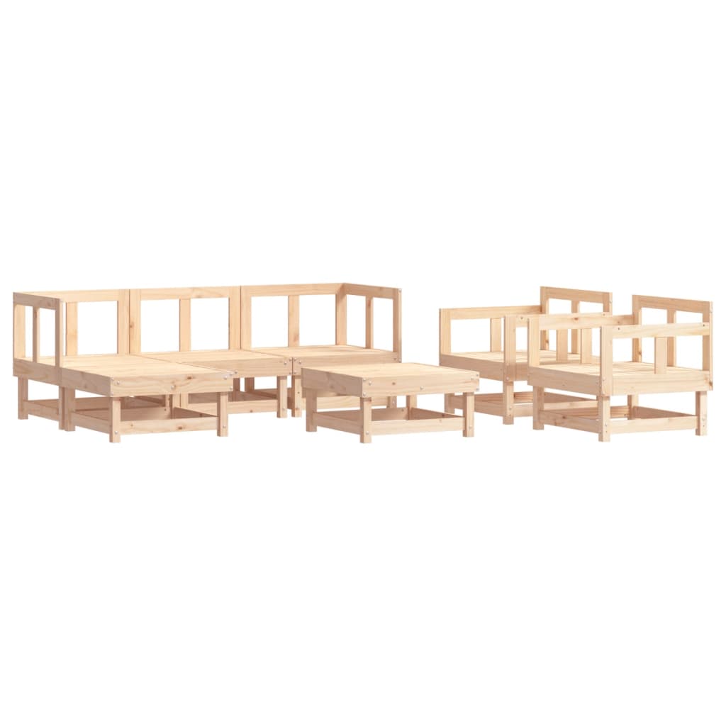vidaXL 7-tlg. Garten-Lounge-Set mit Kissen Massivholz
