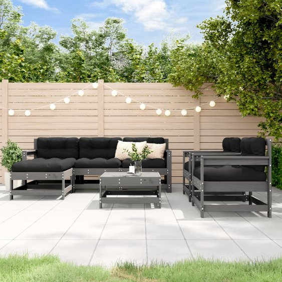 vidaXL 7-tlg. Garten-Lounge-Set mit Kissen Massivholz