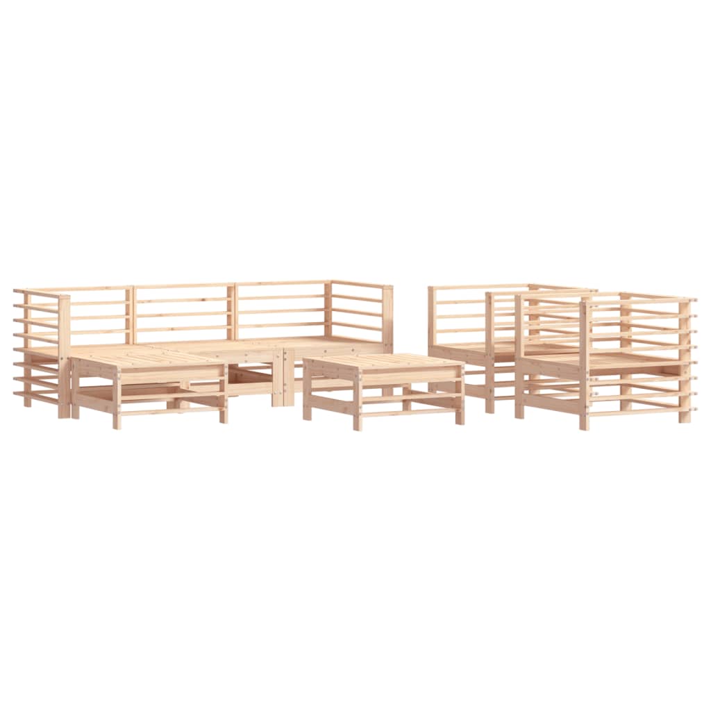 vidaXL 7-tlg. Garten-Lounge-Set mit Kissen Massivholz