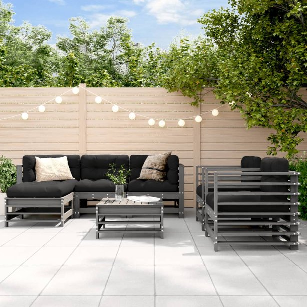 vidaXL 7-tlg. Garten-Lounge-Set mit Kissen Massivholz
