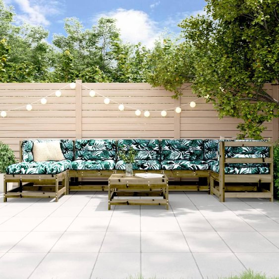 vidaXL 8-tlg. Garten-Lounge-Set mit Kissen Massivholz