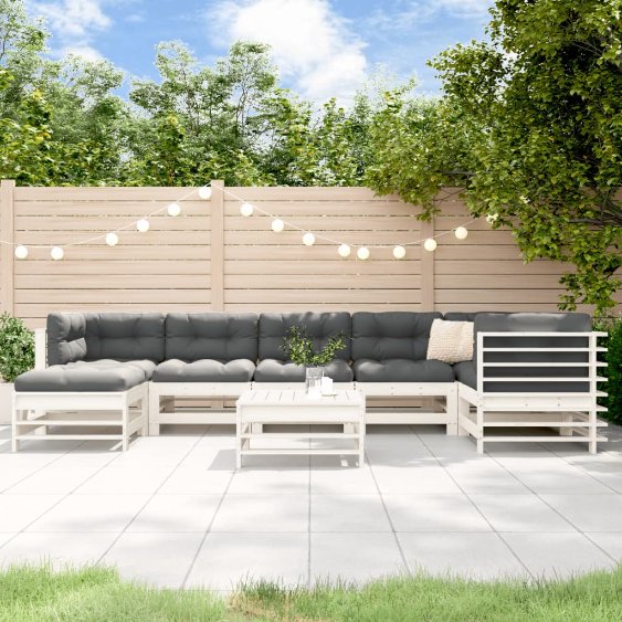 vidaXL 8-tlg. Garten-Lounge-Set mit Kissen Massivholz
