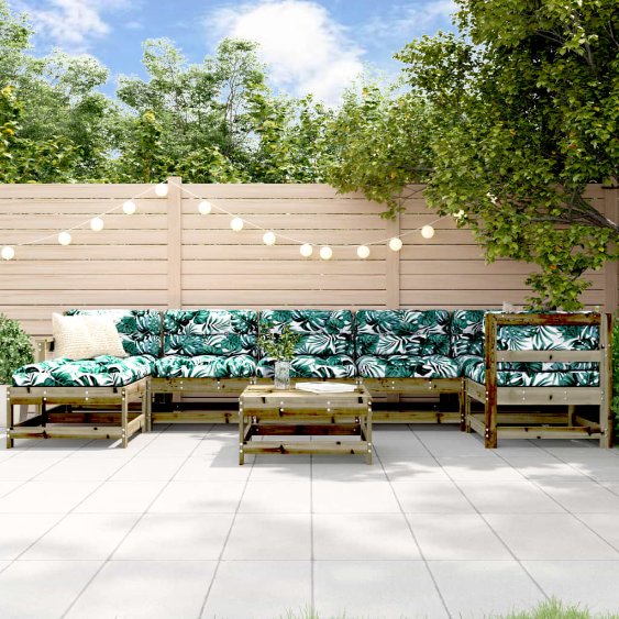 vidaXL 8-tlg. Garten-Lounge-Set mit Kissen Massivholz