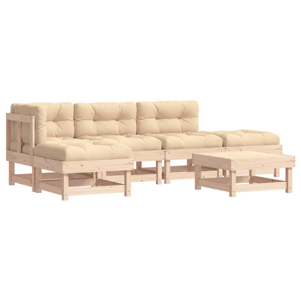 vidaXL 6-tlg. Garten-Lounge-Set mit Kissen Massivholz