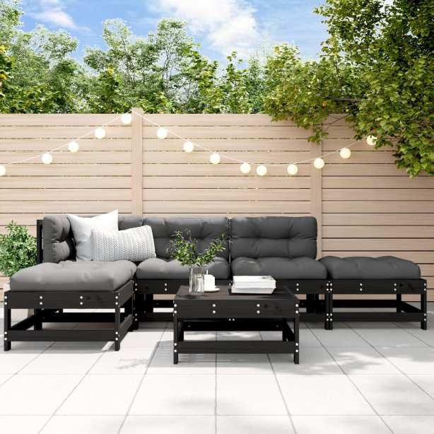 vidaXL 6-tlg. Garten-Lounge-Set mit Kissen Massivholz
