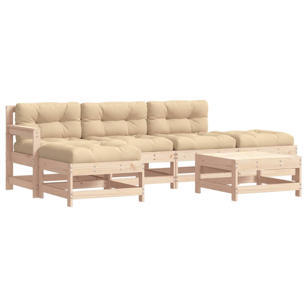 vidaXL 6-tlg. Garten-Lounge-Set mit Kissen Massivholz