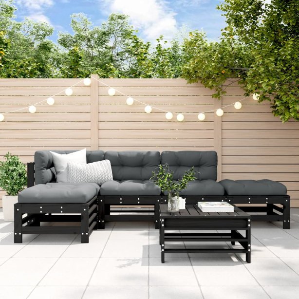 vidaXL 6-tlg. Garten-Lounge-Set mit Kissen Massivholz