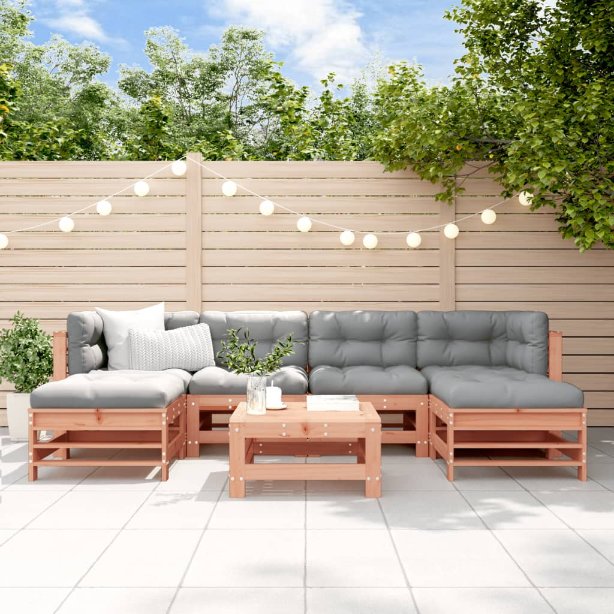 vidaXL 7-tlg. Garten-Lounge-Set mit Kissen Massivholz