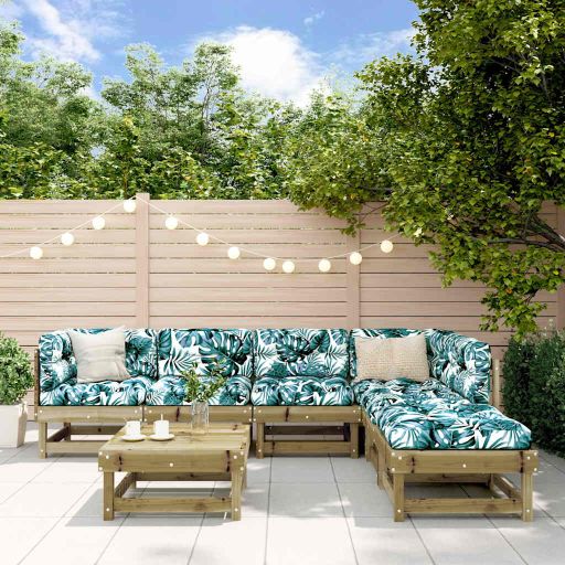 vidaXL 7-tlg. Garten-Lounge-Set mit Kissen Massivholz