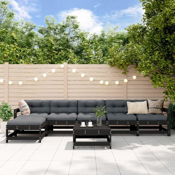 vidaXL 7-tlg. Garten-Lounge-Set mit Kissen Massivholz