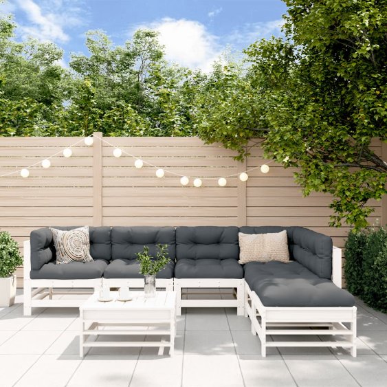 vidaXL 7-tlg. Garten-Lounge-Set mit Kissen Massivholz