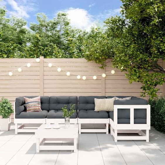 vidaXL 6-tlg. Garten-Lounge-Set mit Kissen Massivholz