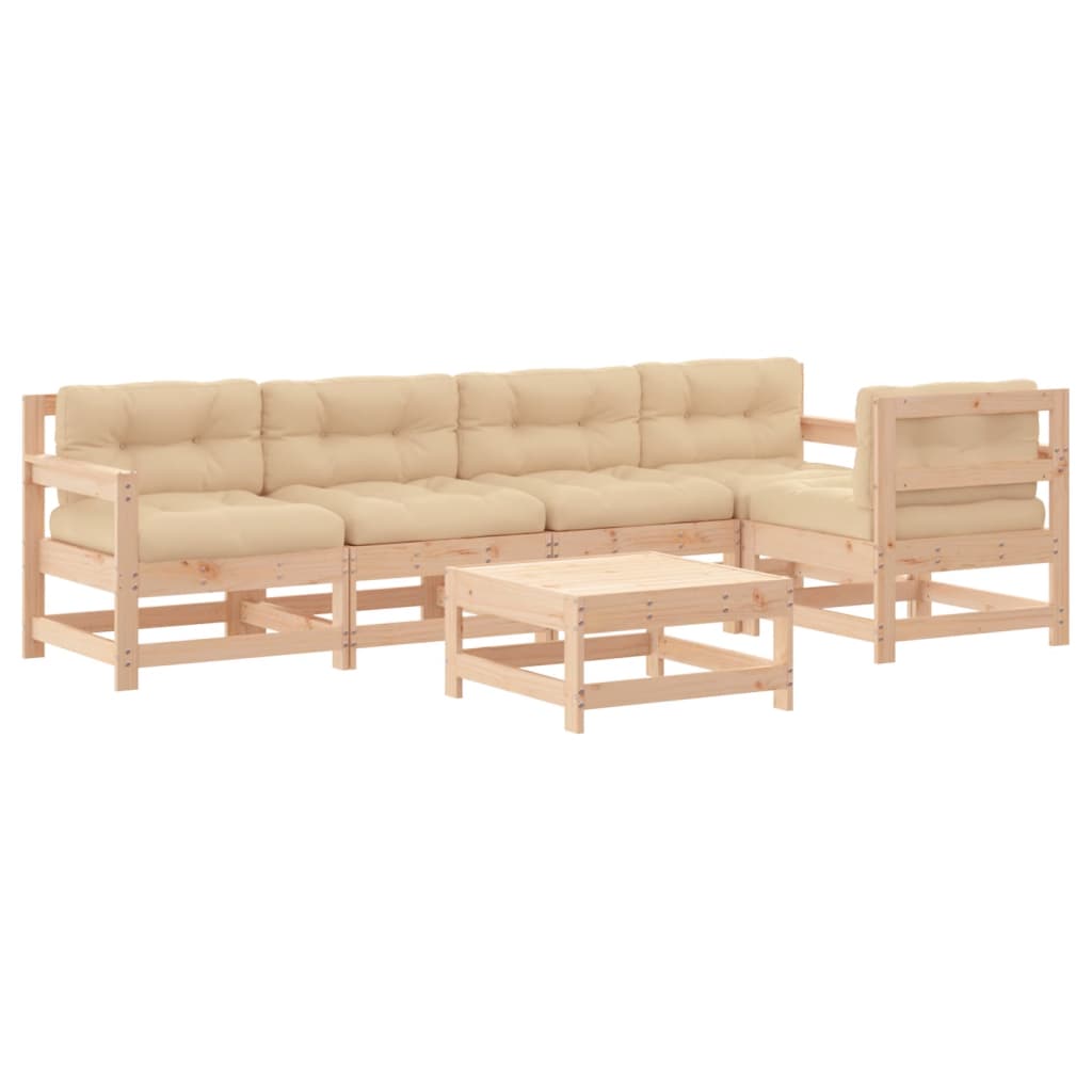 vidaXL 6-tlg. Garten-Lounge-Set mit Kissen Massivholz