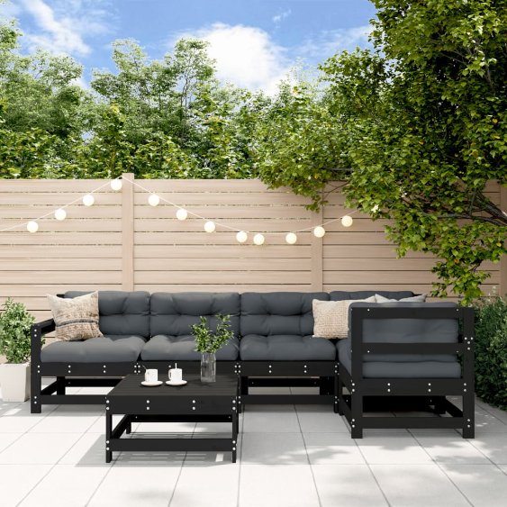 vidaXL 6-tlg. Garten-Lounge-Set mit Kissen Massivholz
