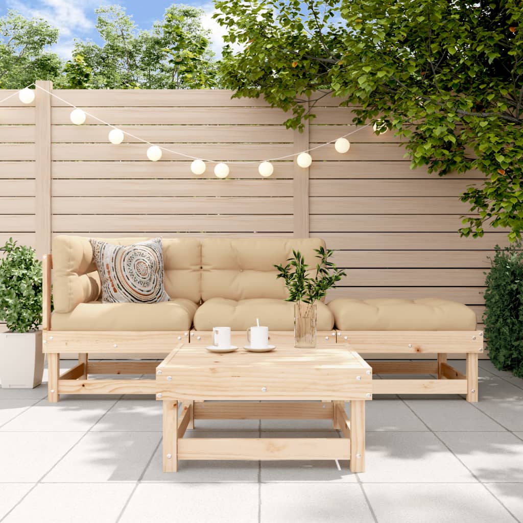 vidaXL 4-tlg. Garten-Lounge-Set mit Kissen Massivholz