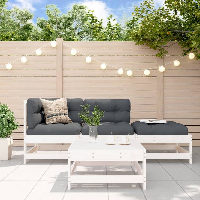vidaXL 4-tlg. Garten-Lounge-Set mit Kissen Massivholz
