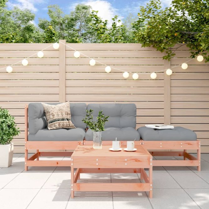 vidaXL 4-tlg. Garten-Lounge-Set mit Kissen Massivholz