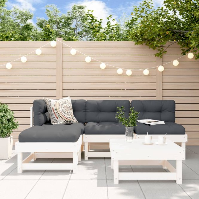 vidaXL 5-tlg. Garten-Lounge-Set mit Kissen Massivholz