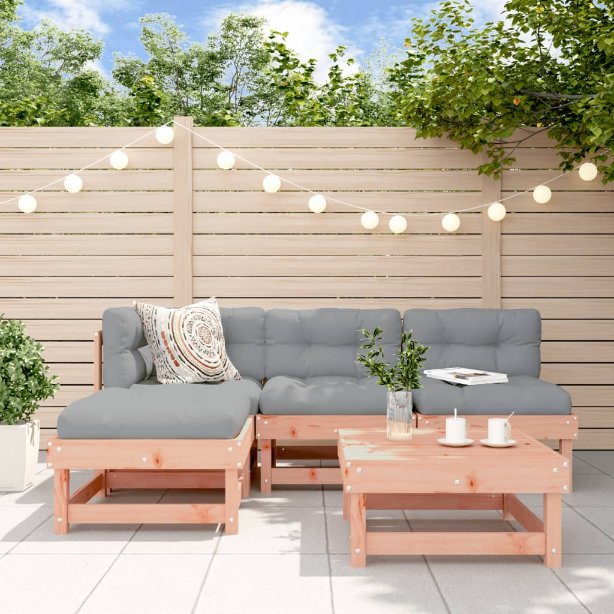 vidaXL 5-tlg. Garten-Lounge-Set mit Kissen Massivholz