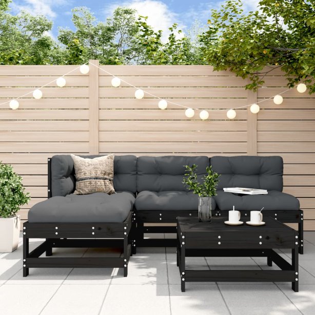 vidaXL 5-tlg. Garten-Lounge-Set mit Kissen Massivholz