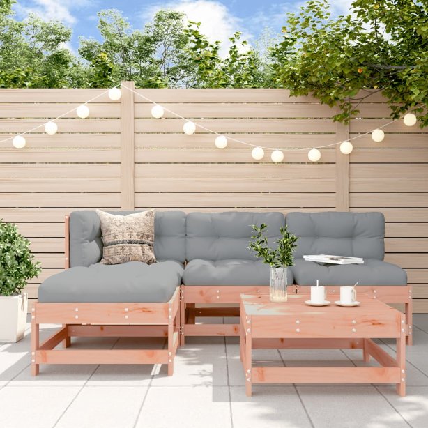 vidaXL 5-tlg. Garten-Lounge-Set mit Kissen Massivholz