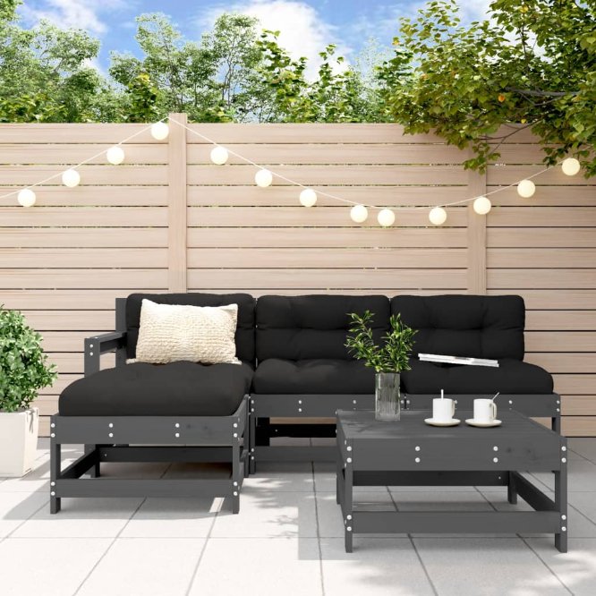 vidaXL 5-tlg. Garten-Lounge-Set mit Kissen Massivholz