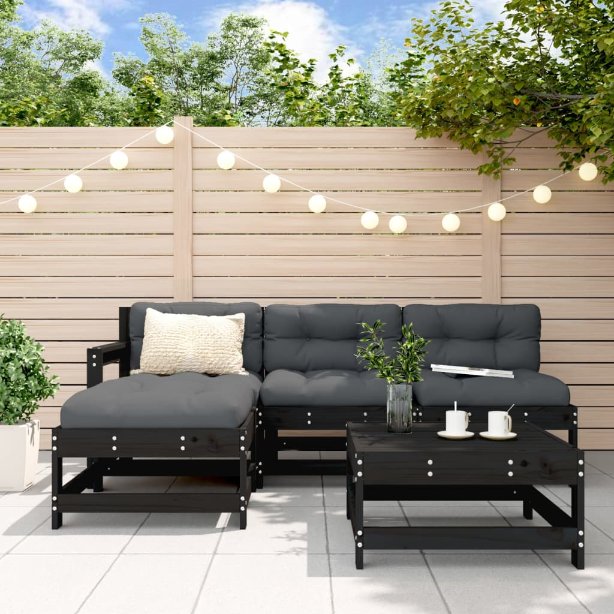 vidaXL 5-tlg. Garten-Lounge-Set mit Kissen Massivholz