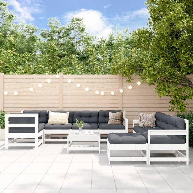 vidaXL 10-tlg. Garten-Lounge-Set mit Kissen Massivholz