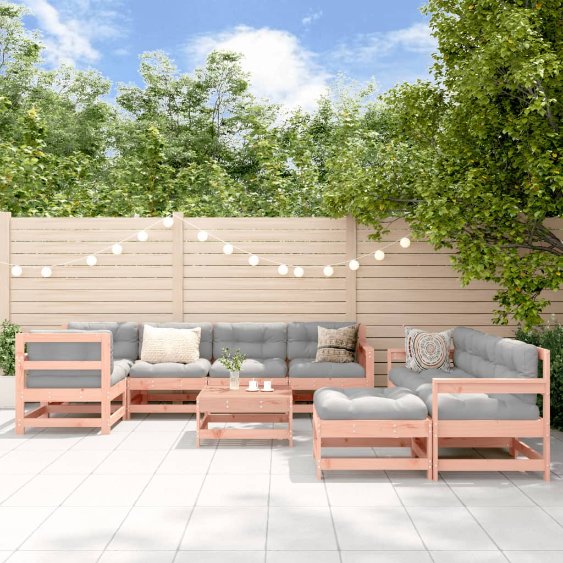 vidaXL 10-tlg. Garten-Lounge-Set mit Kissen Massivholz