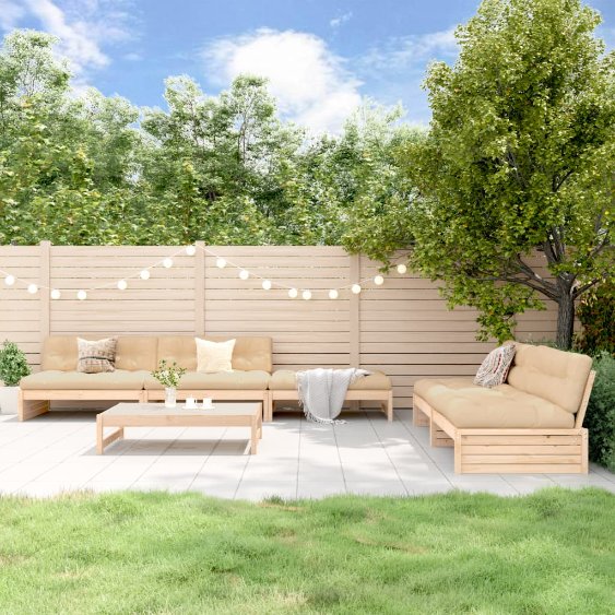 vidaXL 6-tlg. Garten-Lounge-Set mit Kissen Massivholz