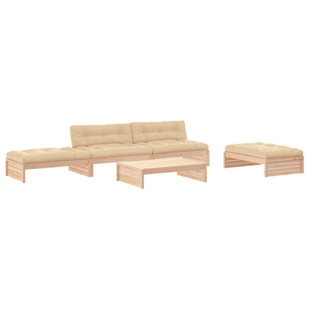 vidaXL 5-tlg. Garten-Lounge-Set mit Kissen Massivholz