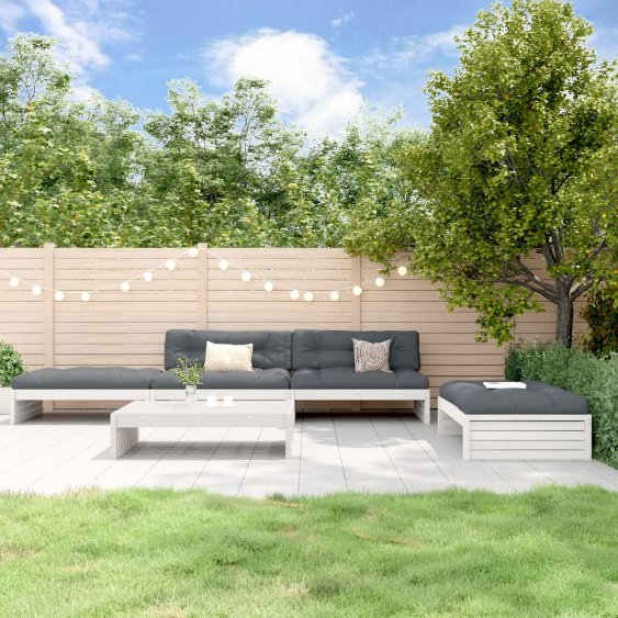 vidaXL 5-tlg. Garten-Lounge-Set mit Kissen Massivholz
