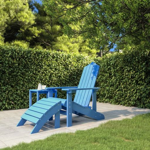 vidaXL Adirondack-Gartenstühle 2 Stk. mit Hockern HDPE Weiß