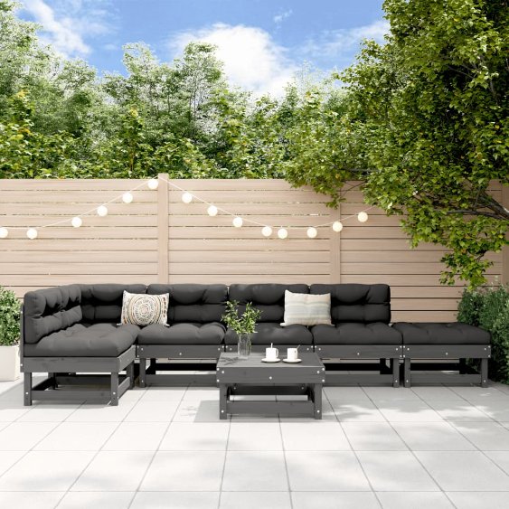 vidaXL 7-tlg. Garten-Lounge-Set Weiß Massivholz Kiefer