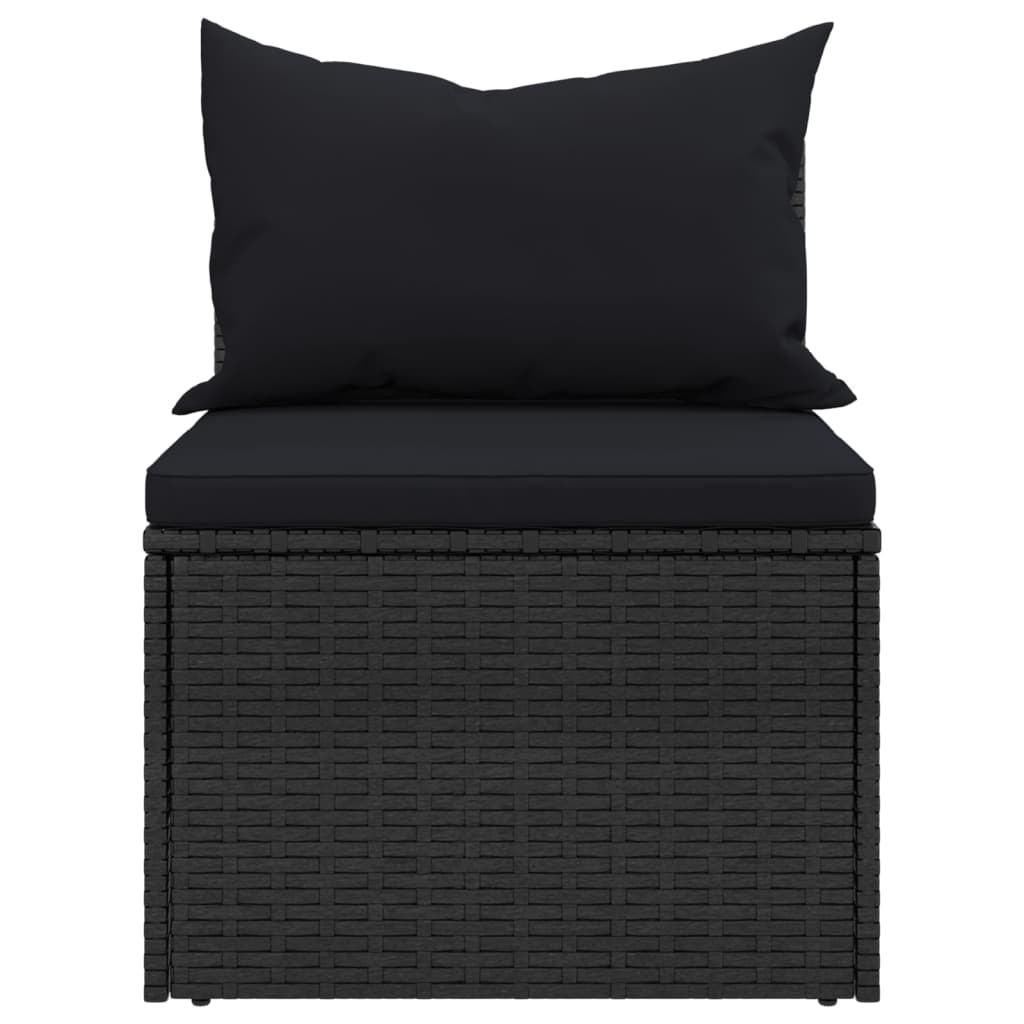 vidaXL 4-tlg. Garten-Sofagarnitur mit Kissen Schwarz Poly Rattan