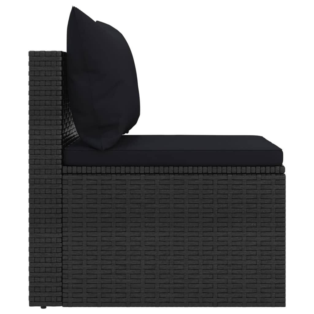 vidaXL 4-tlg. Garten-Sofagarnitur mit Kissen Schwarz Poly Rattan