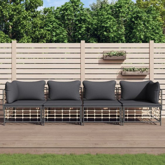 vidaXL Ecksofas mit Kissen 2 Stk. Modular Poly Rattan