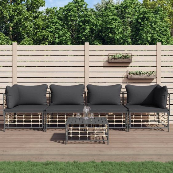 vidaXL Ecksofas mit Kissen 2 Stk. Modular Poly Rattan