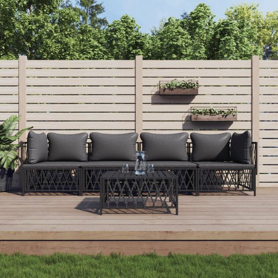 vidaXL 2-tlg. Garten-Lounge-Set mit Kissen Weiß Stahl