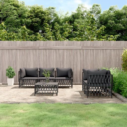 vidaXL 5-tlg. Garten-Lounge-Set mit Kissen Weiß Stahl