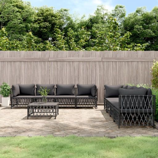 vidaXL 5-tlg. Garten-Lounge-Set mit Kissen Weiß Stahl