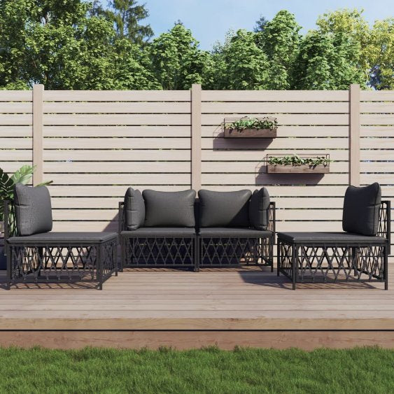 vidaXL 4-tlg. Garten-Lounge-Set mit Kissen Weiß Stahl