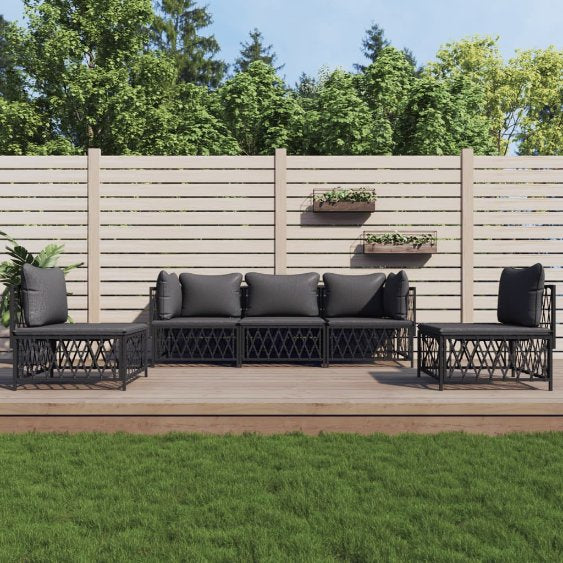 vidaXL 4-tlg. Garten-Lounge-Set mit Kissen Weiß Stahl
