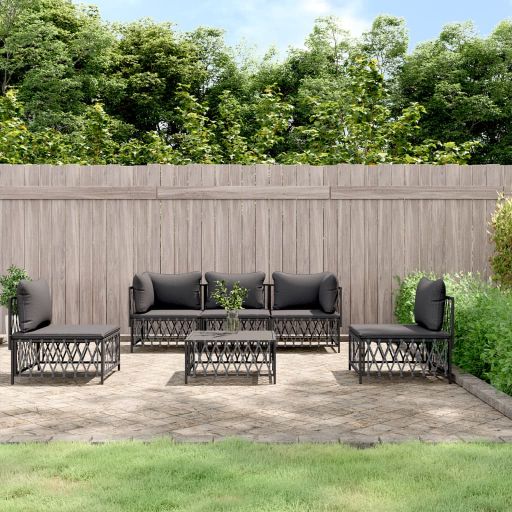 vidaXL 4-tlg. Garten-Lounge-Set mit Kissen Weiß Stahl