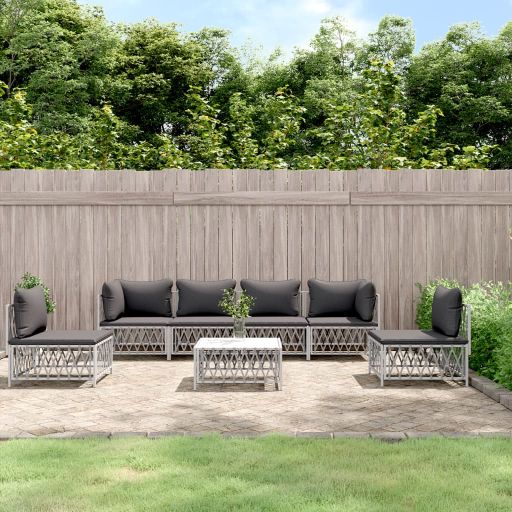 vidaXL 4-tlg. Garten-Lounge-Set mit Kissen Weiß Stahl
