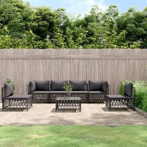 vidaXL 4-tlg. Garten-Lounge-Set mit Kissen Weiß Stahl