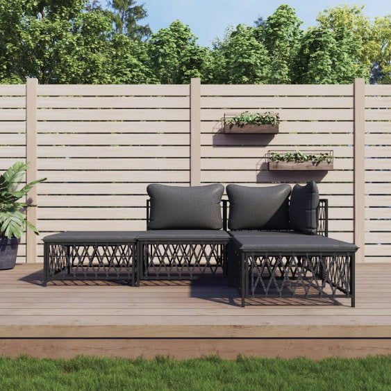 vidaXL 3-tlg. Garten-Lounge-Set mit Kissen Weiß Stahl